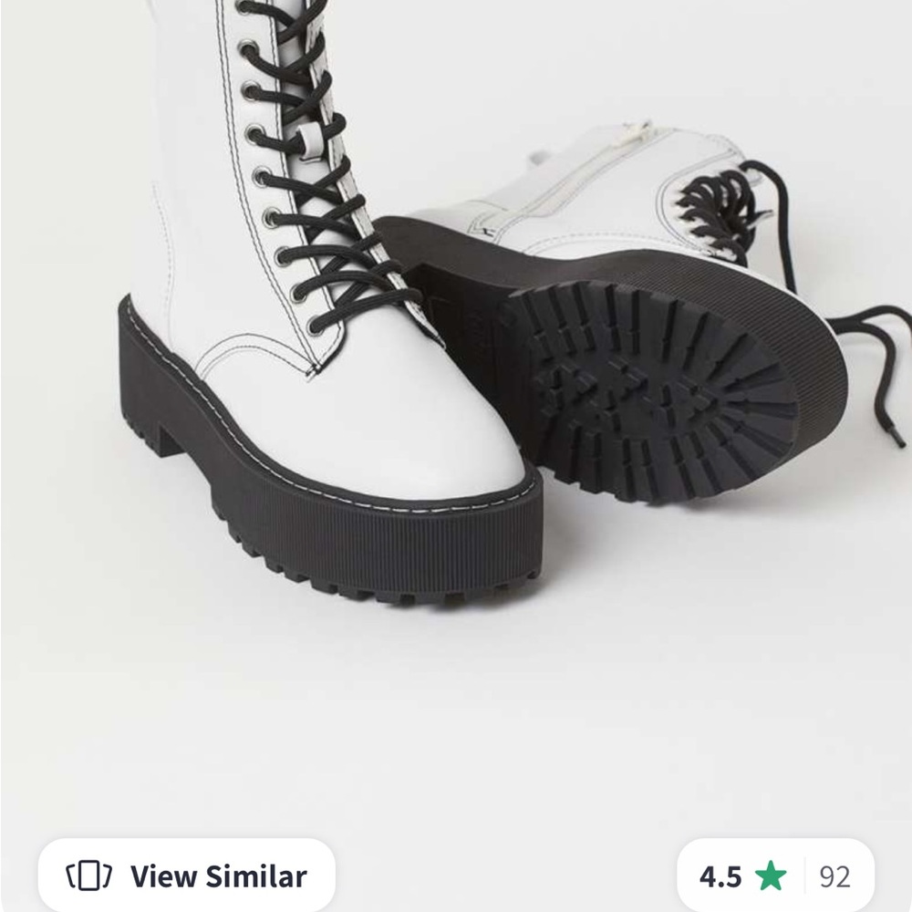 H&M Black and White Combat Boots with Chunky Sole